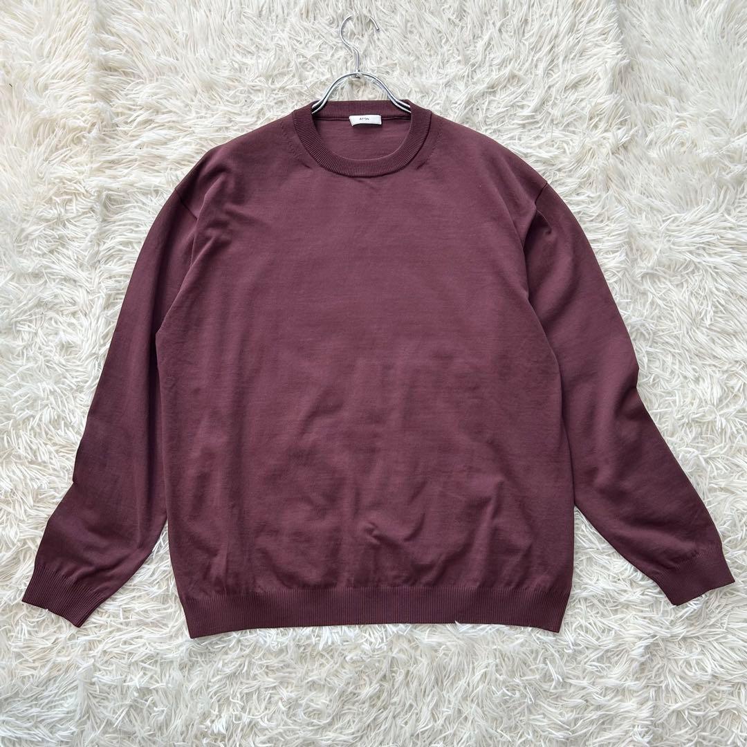 ✨美品✨ エイトン 2025年 ニット コットン100% 洗える クルーネック 11008KRAGGW0711035001?$VS_1500$