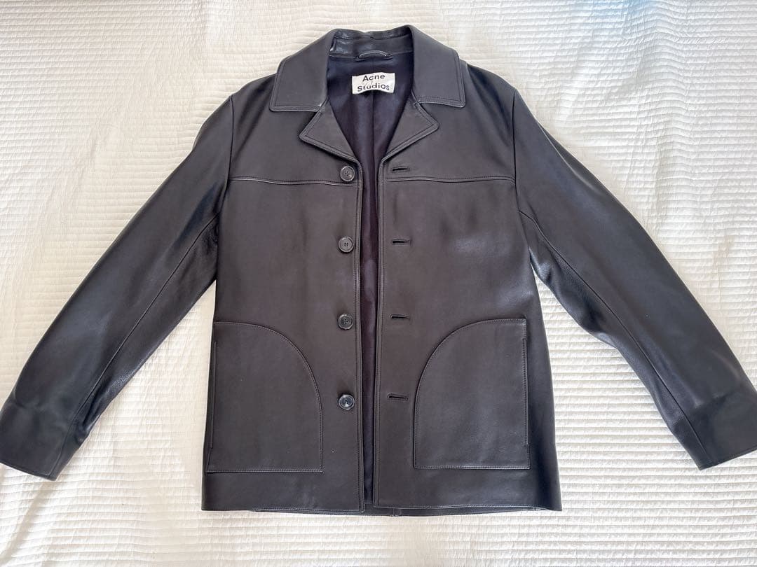 YYYRAcne Studios レザー　ジャケット　メンズ Acne Studios - Leather bomber jacket - Vintage green