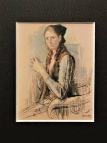 小磯良平、【外国婦人】、希少な限定額装用画集画、新品高級額 額装付