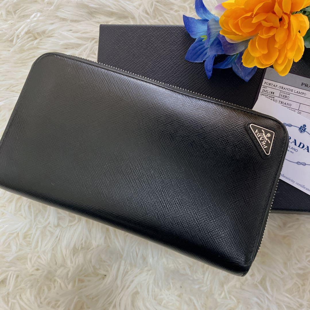 現行 RFIDタグ付 PRADA 2ML188長財布 サフィアーノ 三角プレート