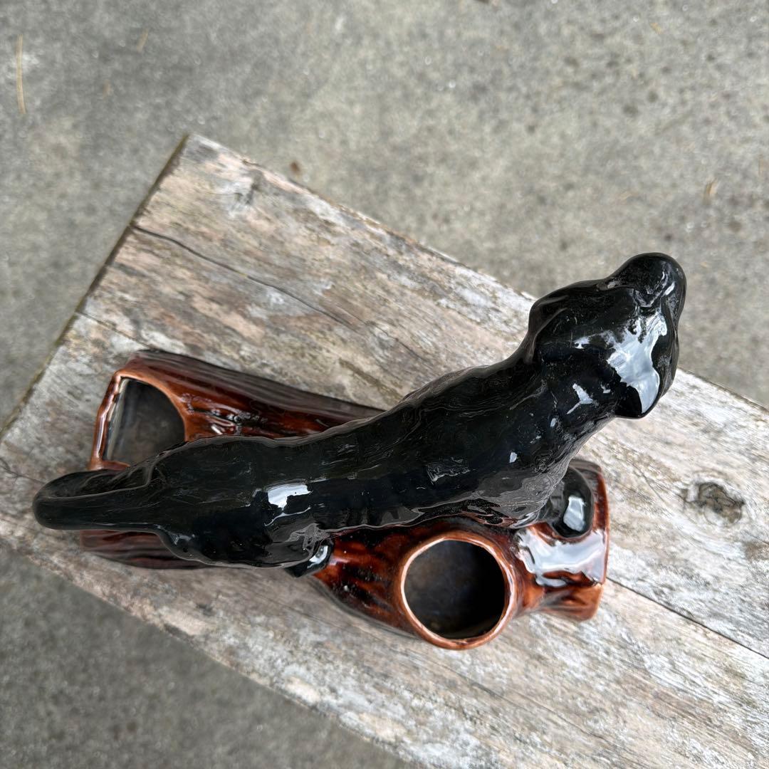 激レアブラックパンサー 陶器 置物 ミッドセンチュリー ヴィンテージ50-60s