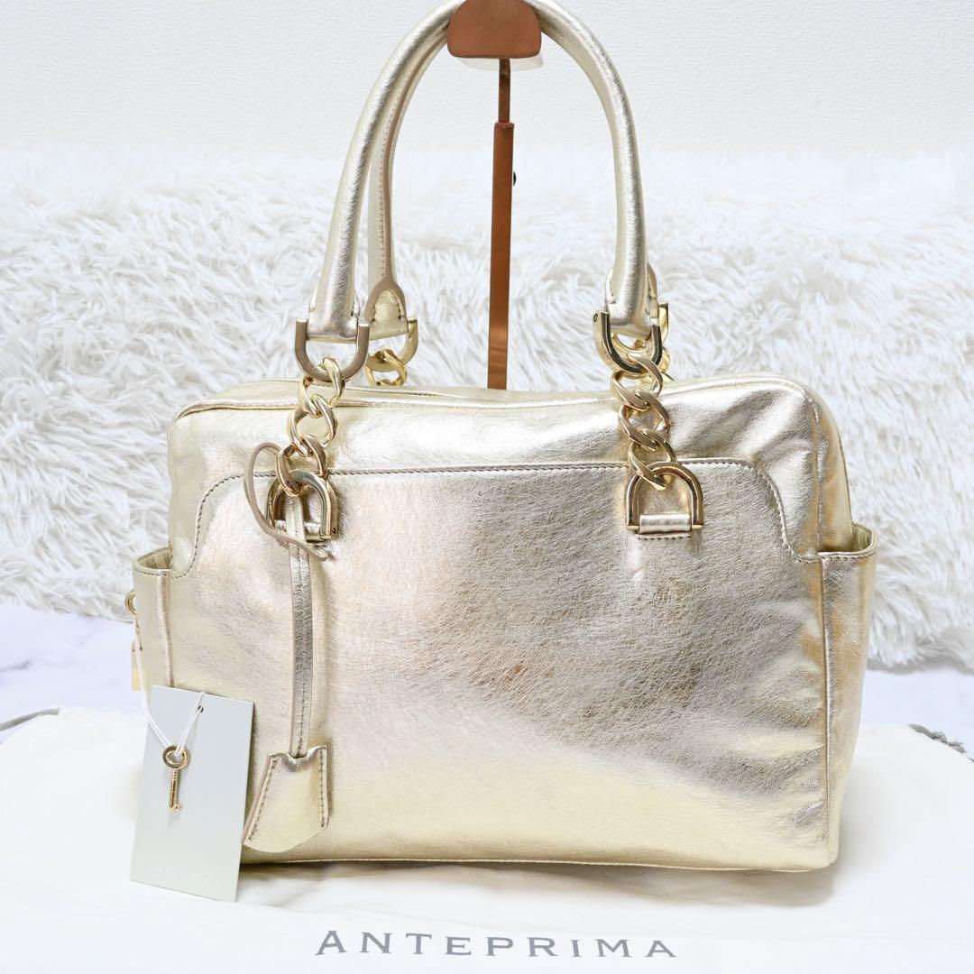 未使用 タグ付き AntePrima ミニボストンバッグ 特殊加工 ゴールド ANTEPRIMA アンテプリマ ワイヤーバッグ ミニボストン 希少 ゴールド