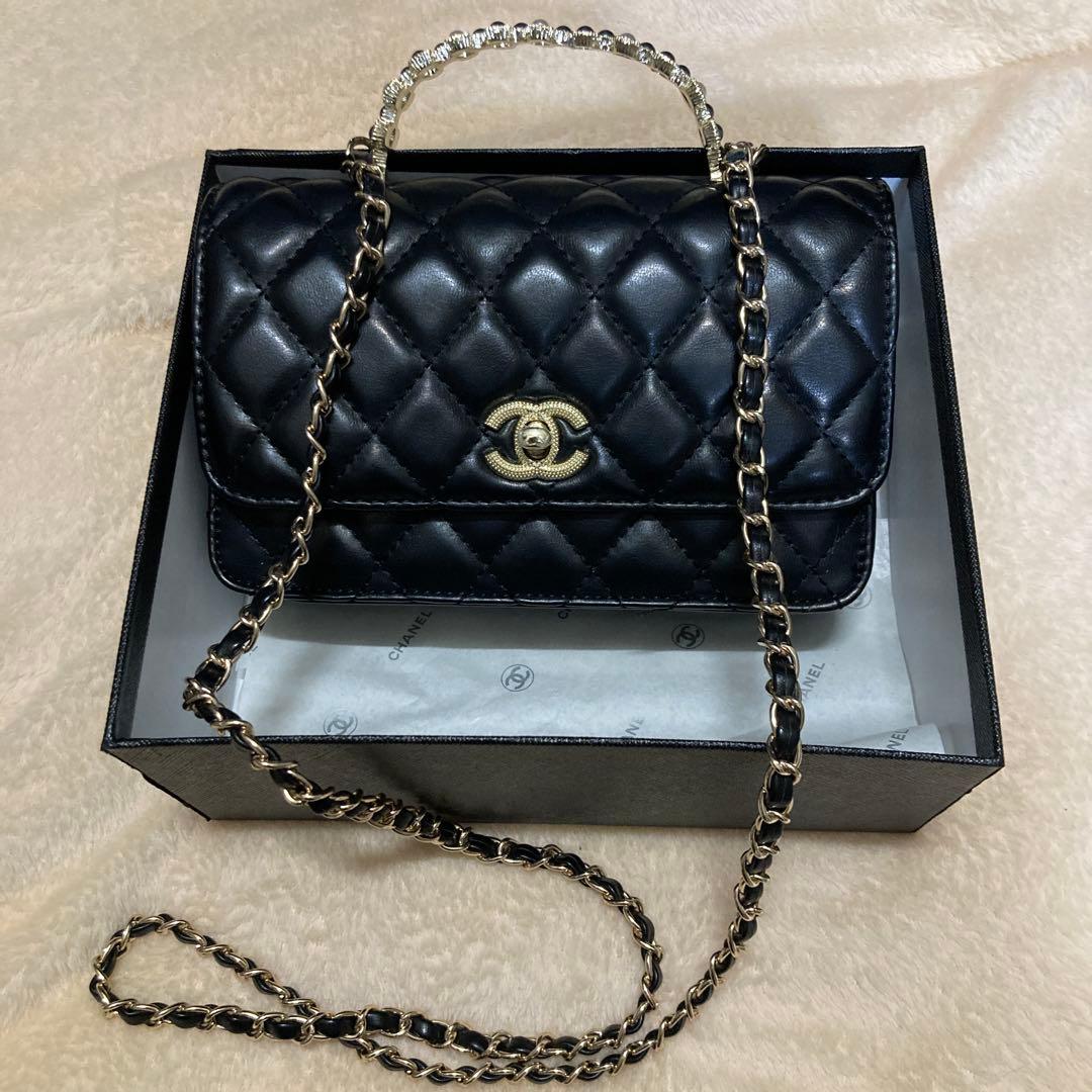 CHANEL キルティング ショルダーバッグ ブラック 定番 ブラック おしゃれ チェーン 斜め掛け ショルダーバッグ シャネル