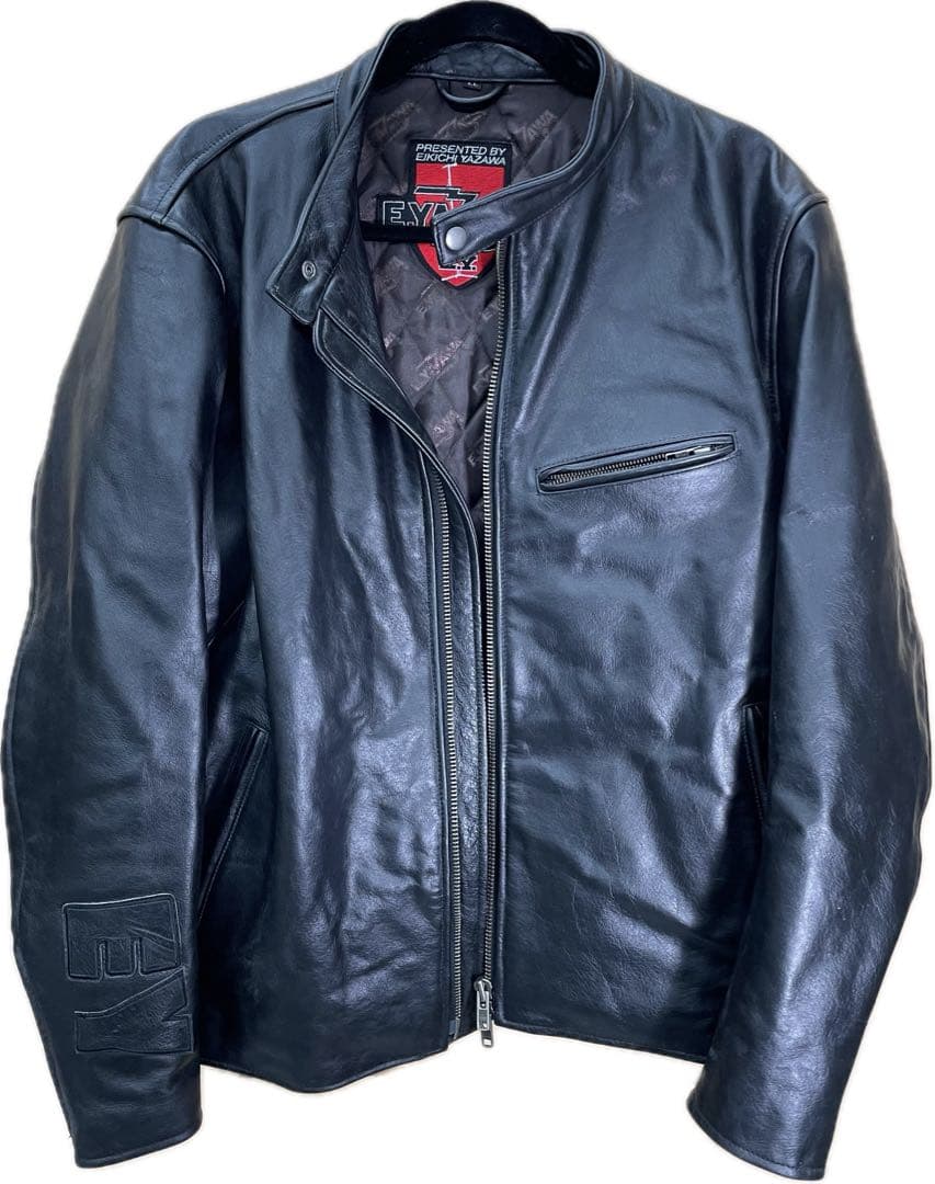 AF052 希少 矢沢永吉 革ジャン レザー ライダースジャケット LL - メルカリ