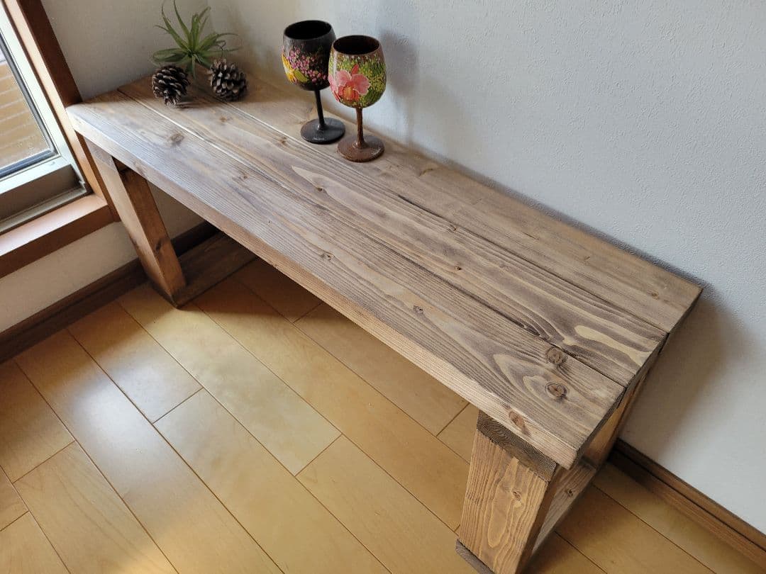 90×27 アンティーク風ベンチ　ウォールナットワックス　椅子