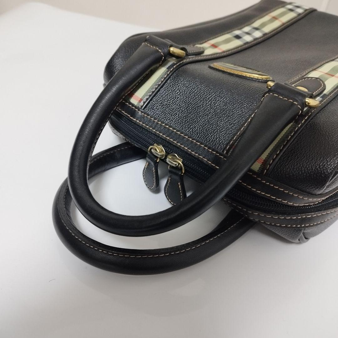 ほぼ未使用☆ バーバリーズ ハンドバッグ ノバチェック レザー 自立