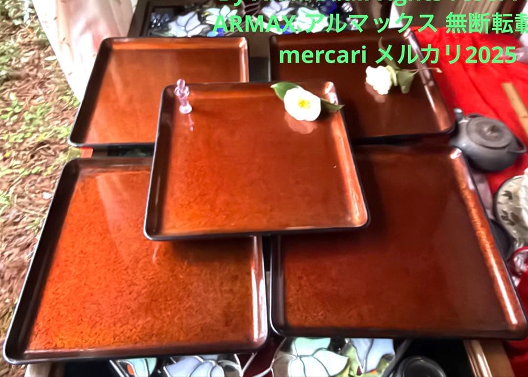 2158様感謝‼️蔵出しJAPAN GOZEN天然木　梨地最高級布着砂子御膳 5客