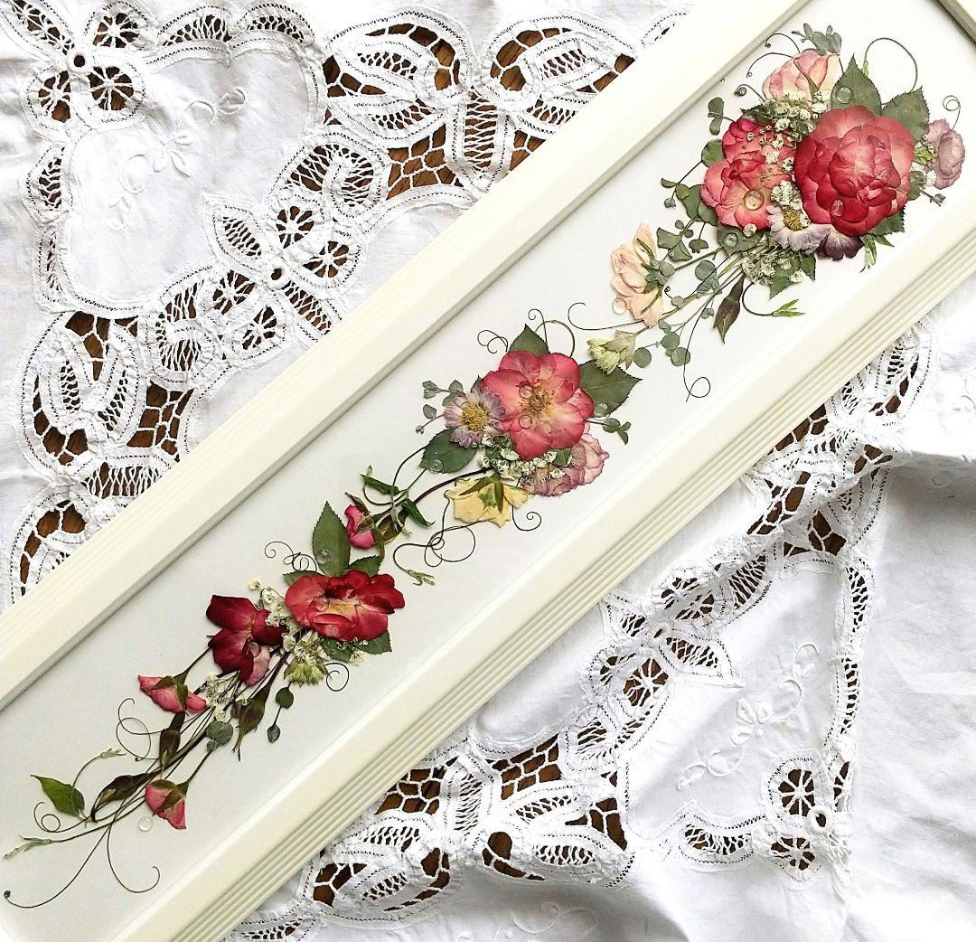 押し花アート✿バラの雫✿押し花額 ブーケ 額装 絵画 インテリア雑貨 アート