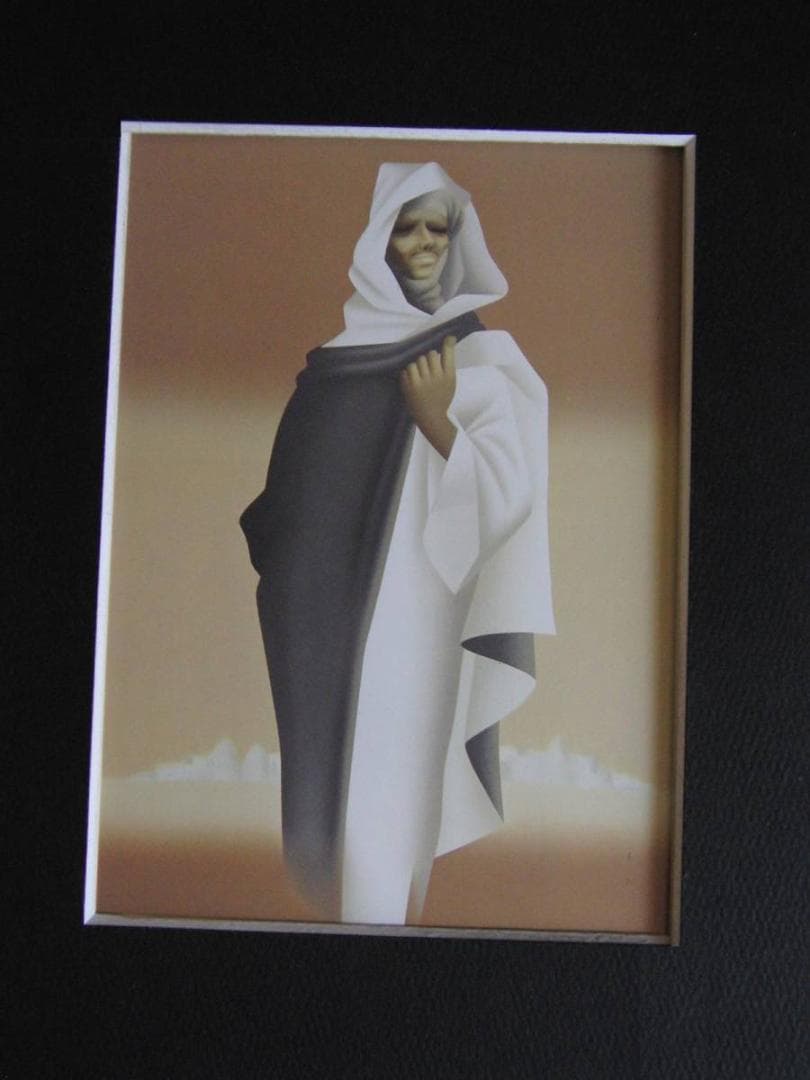 東郷青児、【赤い砂】、希少な額装用画集より、状態良好、新品額装付