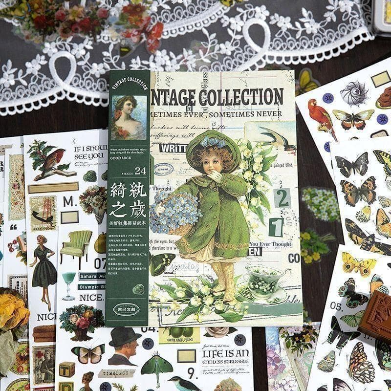 匿名配送 大判レトロシールブック コラージュ素材 女の子 おすそ分け