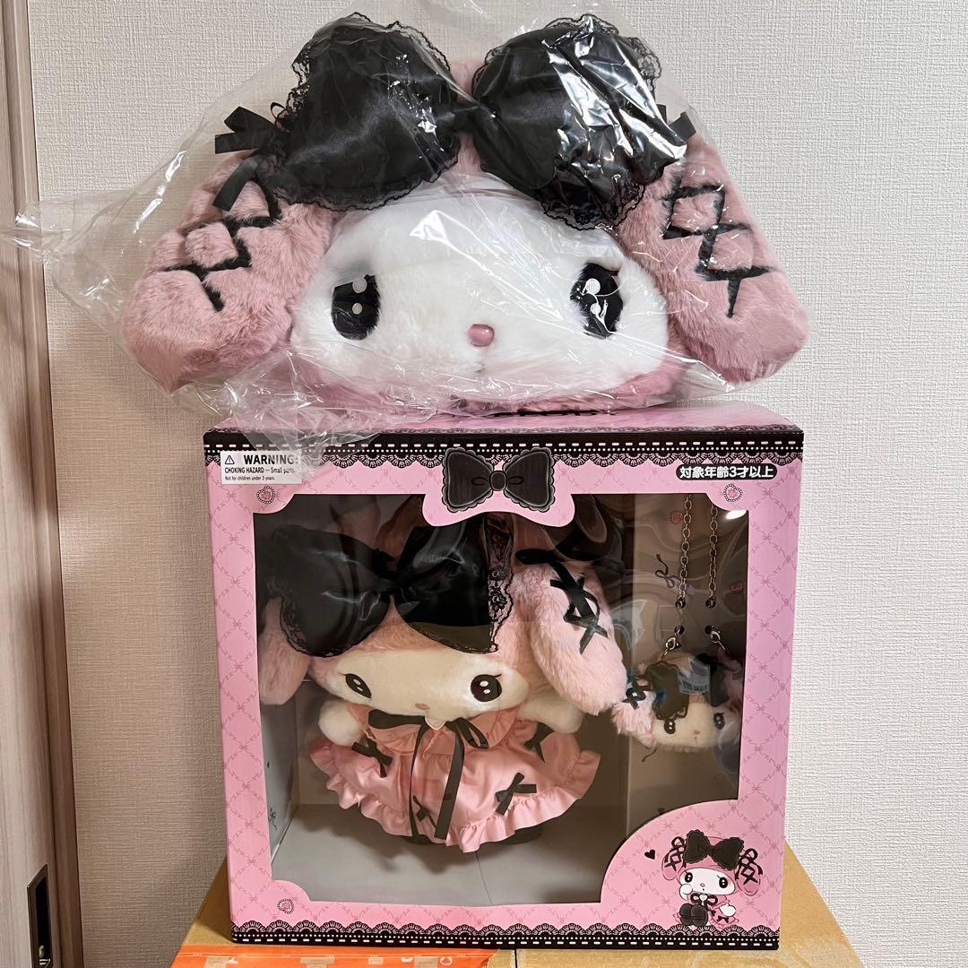 お顔厳選 フェイス形トートバッグ　ぬいぐるみ　真夜中のメロクロ マイメロディ