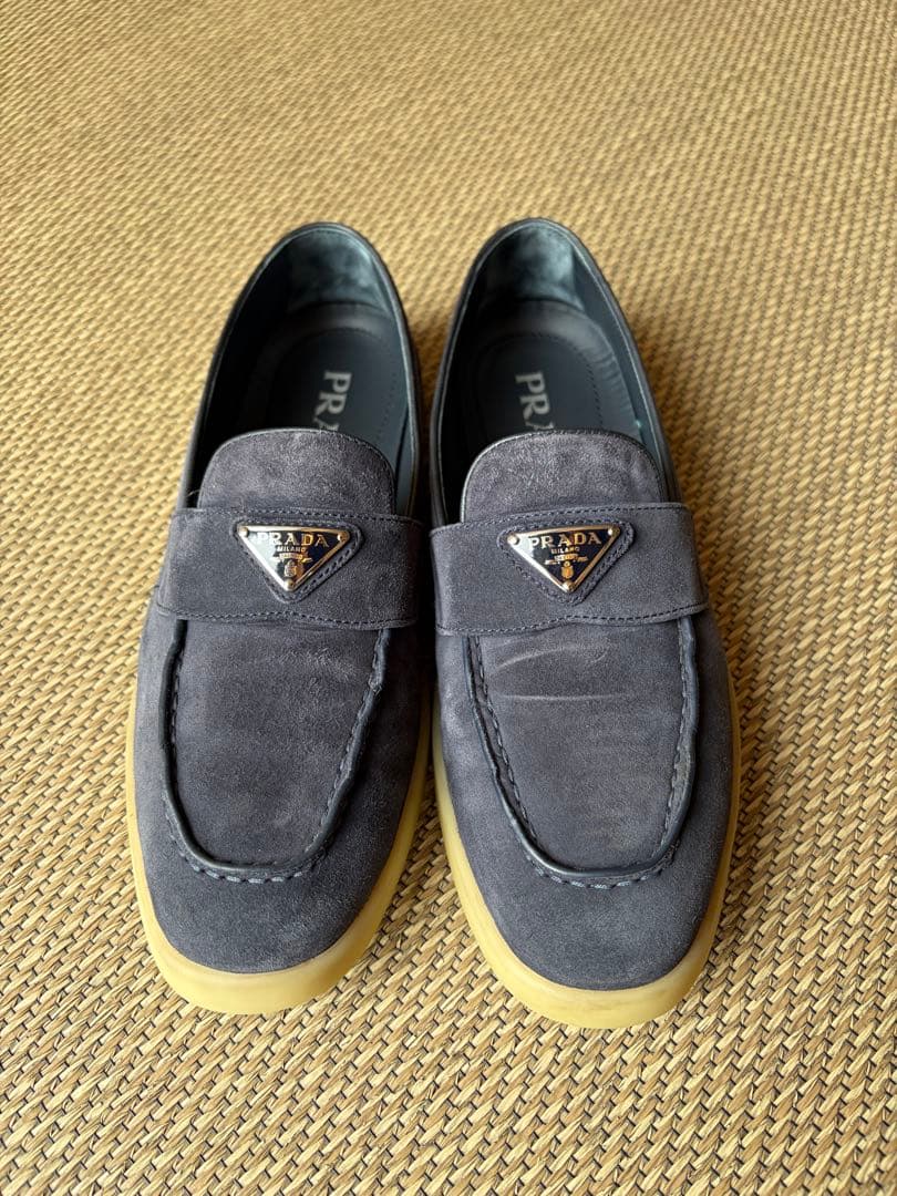 PRADA】スエードローファー ネイビー38 - メルカリ