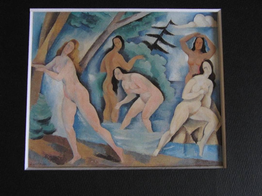 アンドレ・ロード、【水浴】、希少な額装用画集より、状態良好、新品額装付