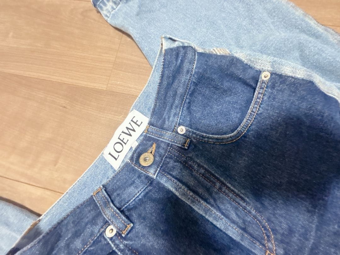 LOEWE ハイウェスト　バイカラーデニムパンツ LOEWE（ロエベ） 代官山)LOEWE 国内正規 ハイウエスト ベルテッド