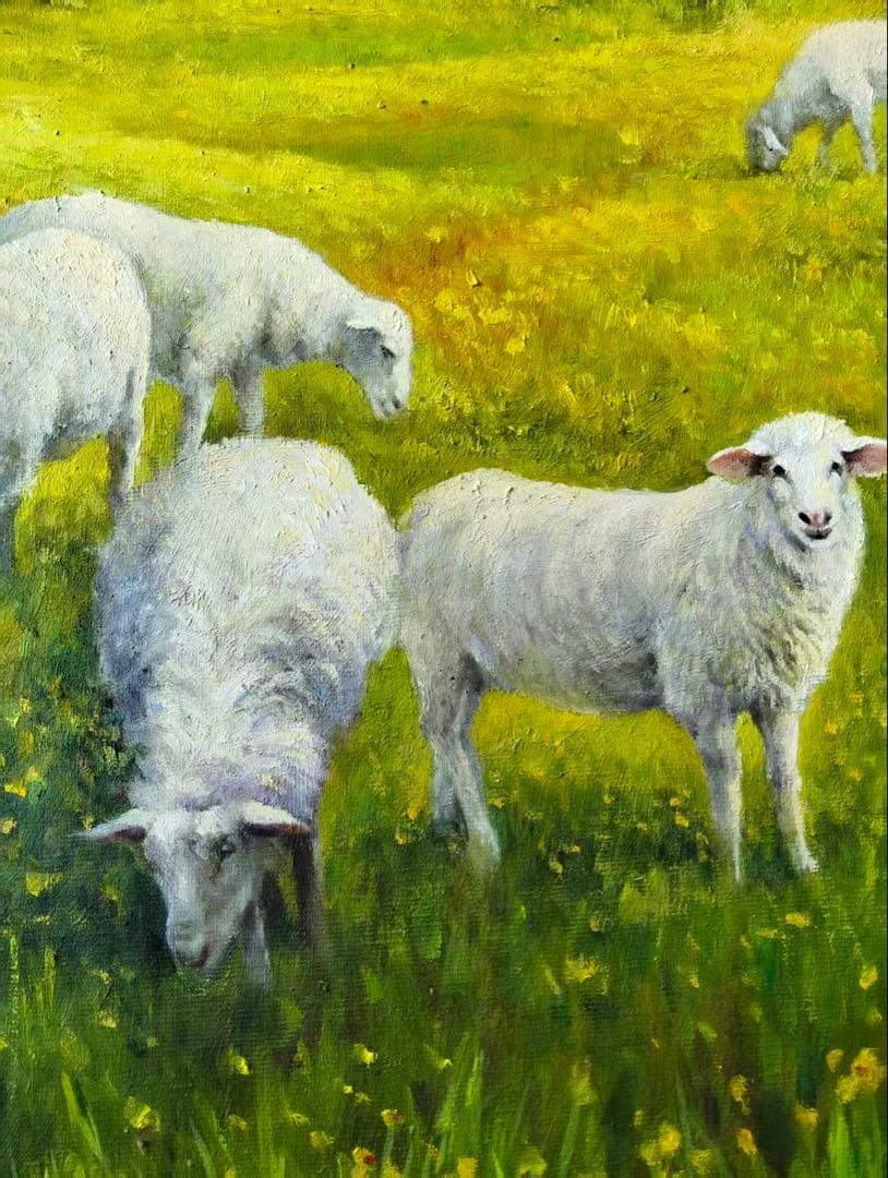 《羊の群》原画　油絵