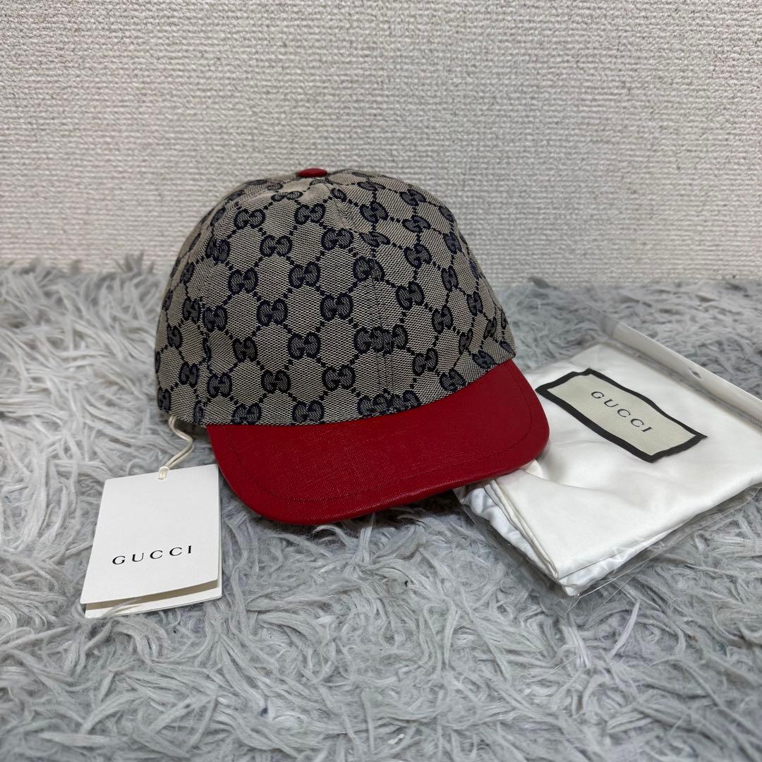 新品タグ、ケース付き GUCCI KIDS HAT GGキャンバス 子供用 帽子