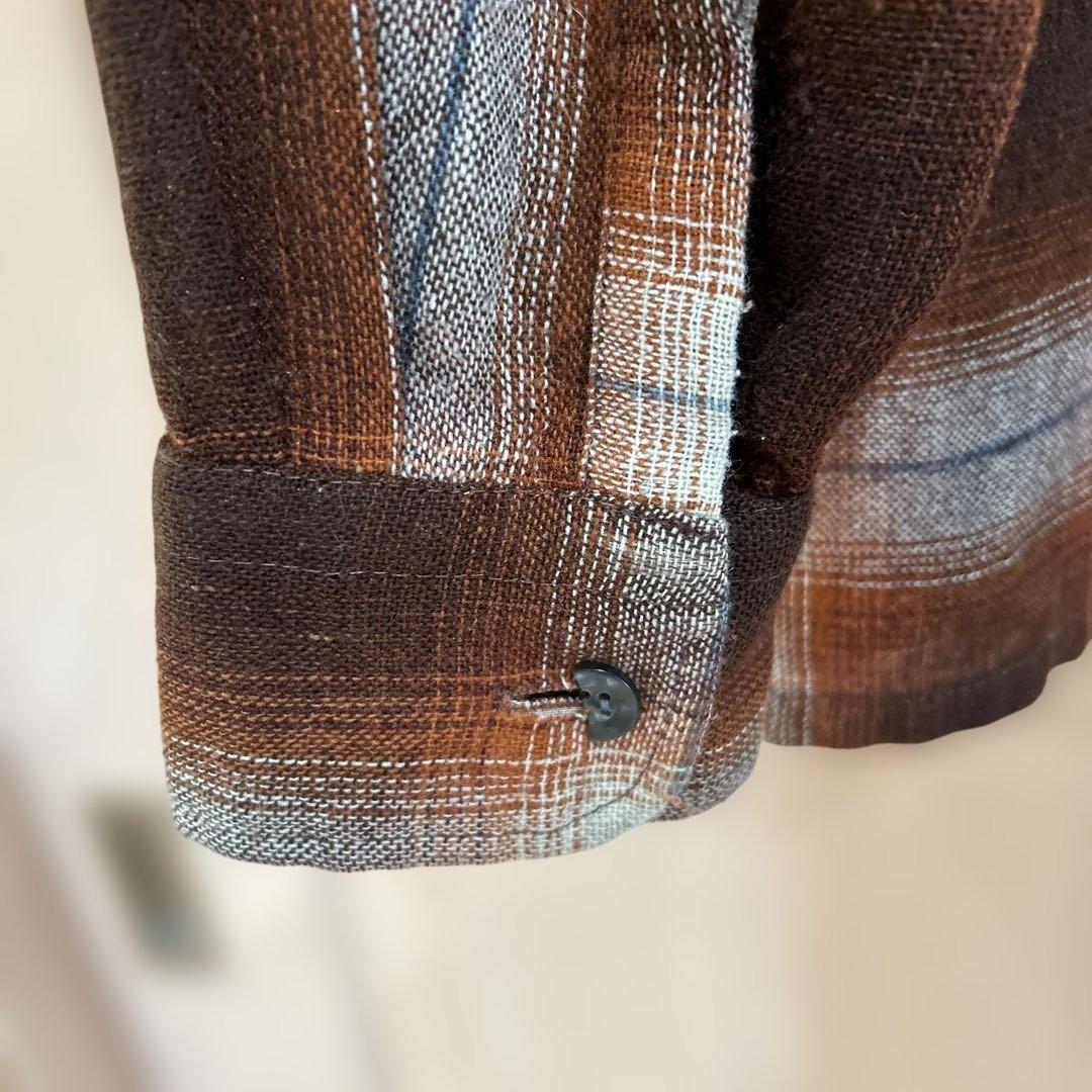 60s モンゴメリーワード オンブレ ウール シャツ M ブラウン - メルカリ