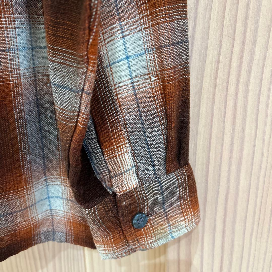 60s モンゴメリーワード オンブレ ウール シャツ M ブラウン - メルカリ