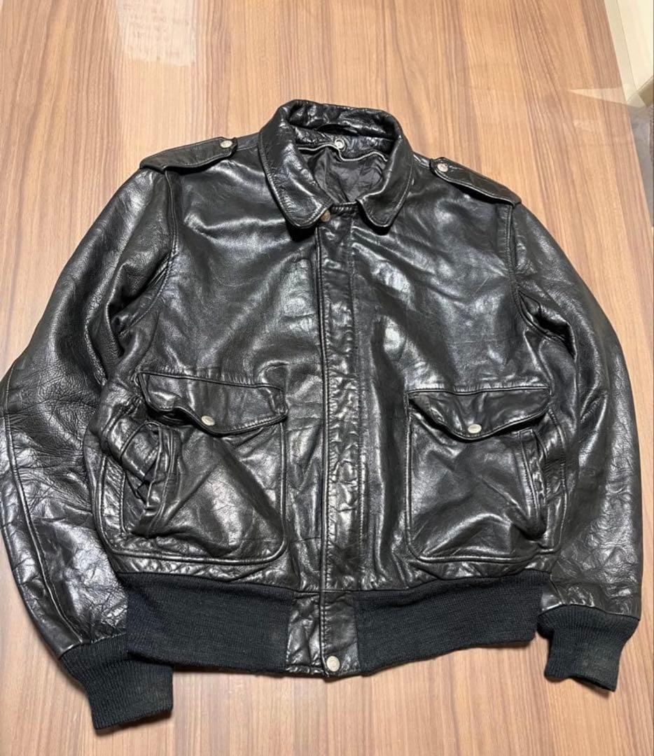 限定値下げショット　A2 レザージャケット　46 黒　ブラック　フライトジャケッ
