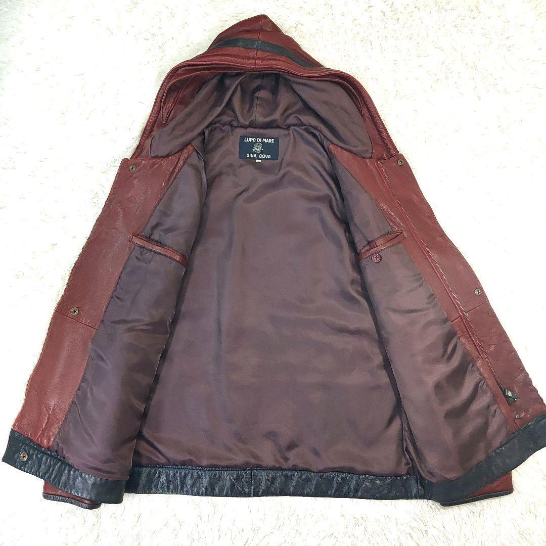 良品SINA COVA シナコバ レザー フード 赤 レッド L 大きい 羊革