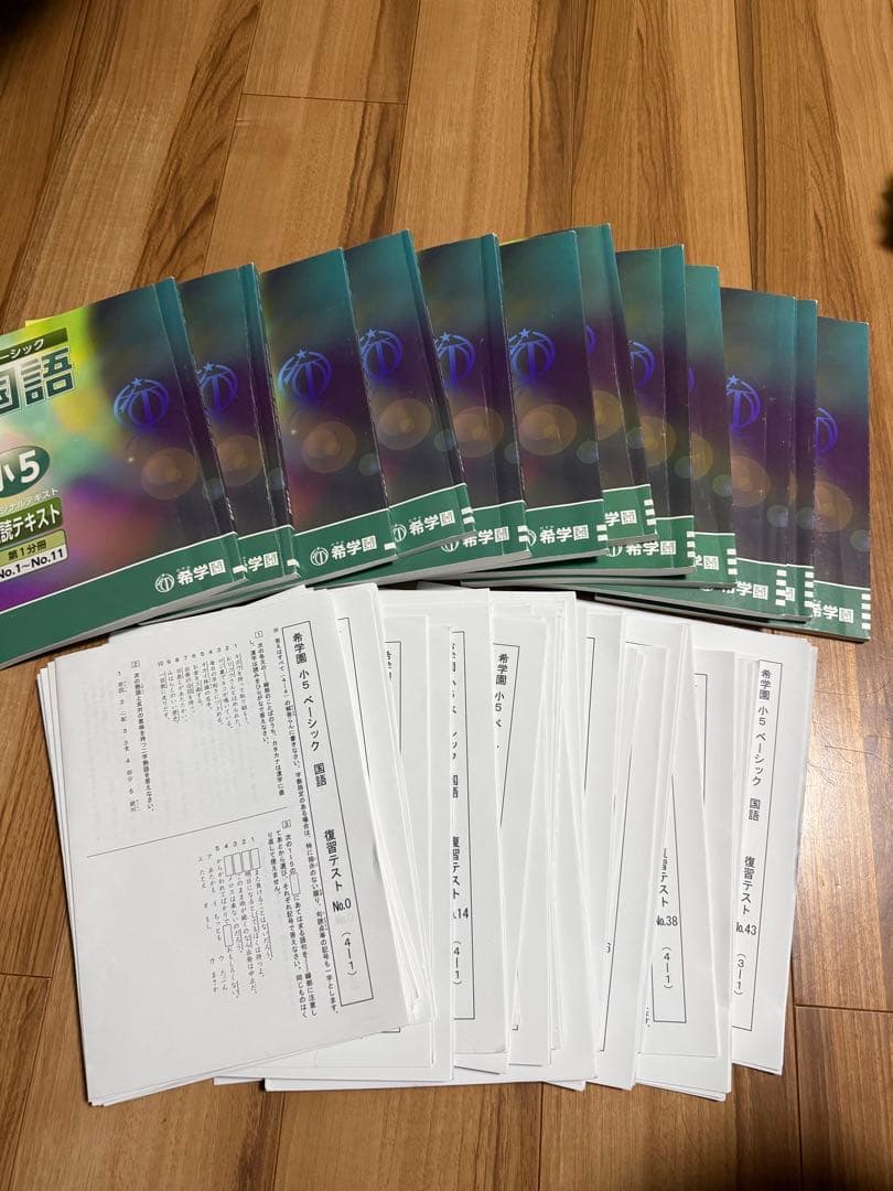 希学園　小5国語テキスト一年分と全復習テスト問題と解答セット