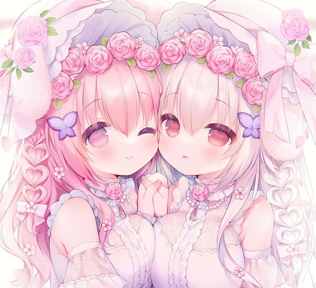 うさ城まに　W桜ちゃん　刺繍アート　アクスタ　タペストリー