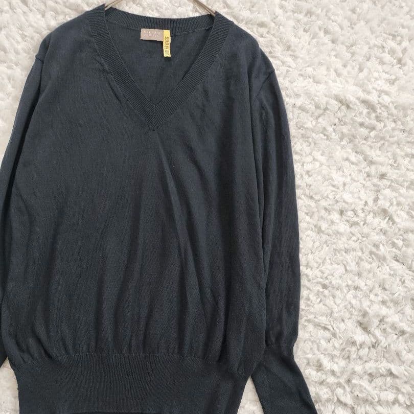 マーガレットハウエル Vネック コットン ニット 2 M ネイビー - メルカリ
