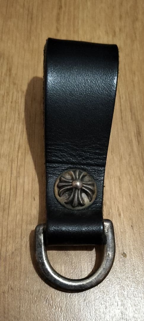 クロムハーツ クロスボールボタン Dリング ベルトループ レザー 黒