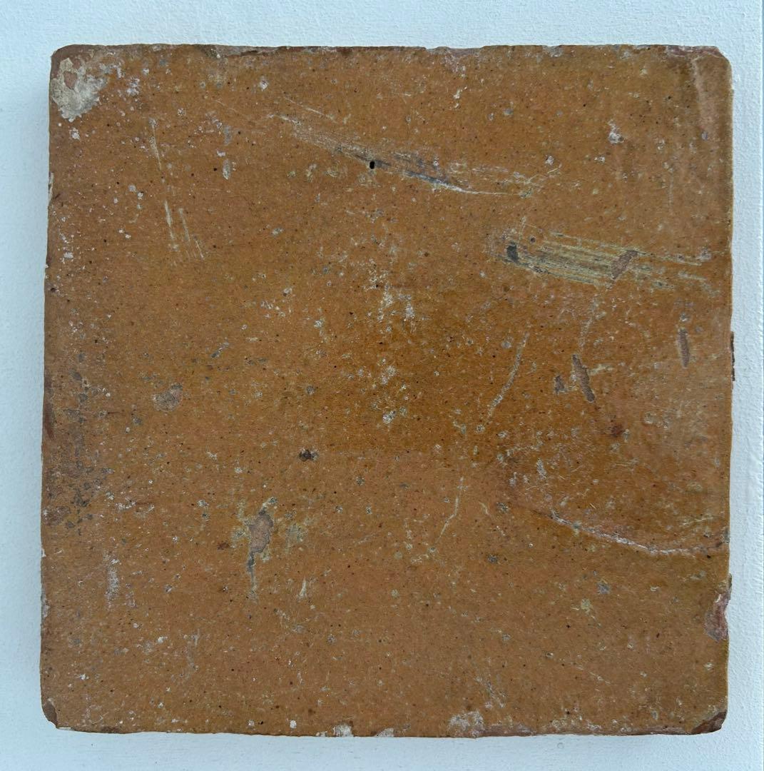 オランダ　17世紀　タイル　黄釉　古道具　古美術　大