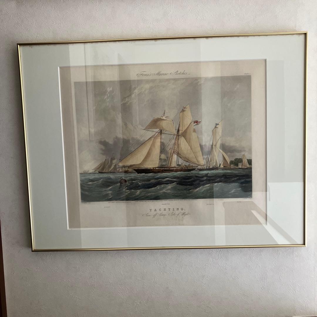 Yachting リトグラフフレーム付き 約A3サイズ