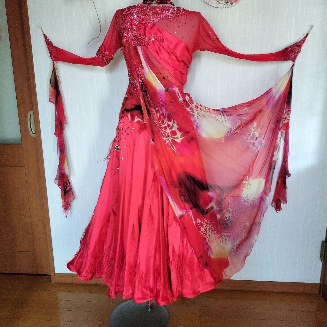 ジャンティー製赤の社交ダンス競技会ドレス - メルカリ