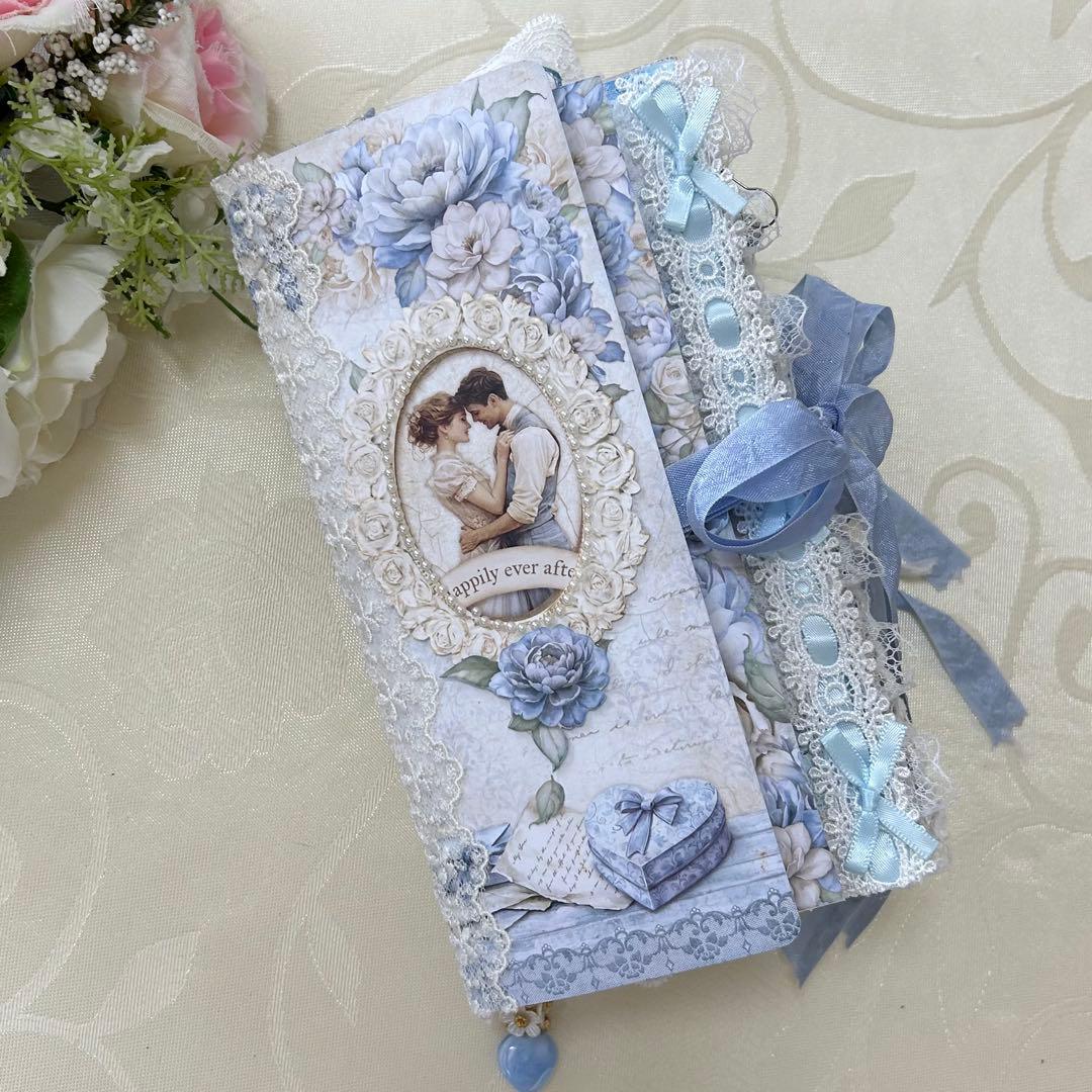 薔薇とレースのジャンクジャーナル・雑記帳　Blue Wedding