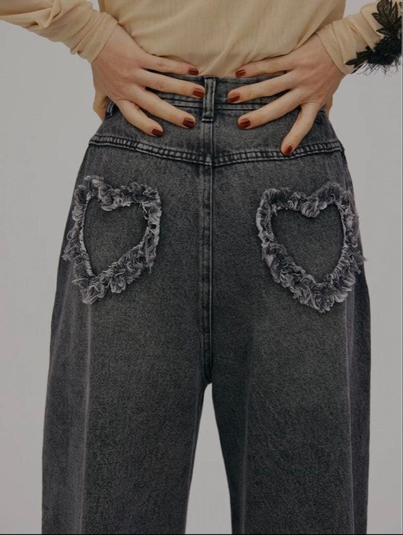 パンツ HEART PATCH DAMAGE DENIM PANTS 25inch