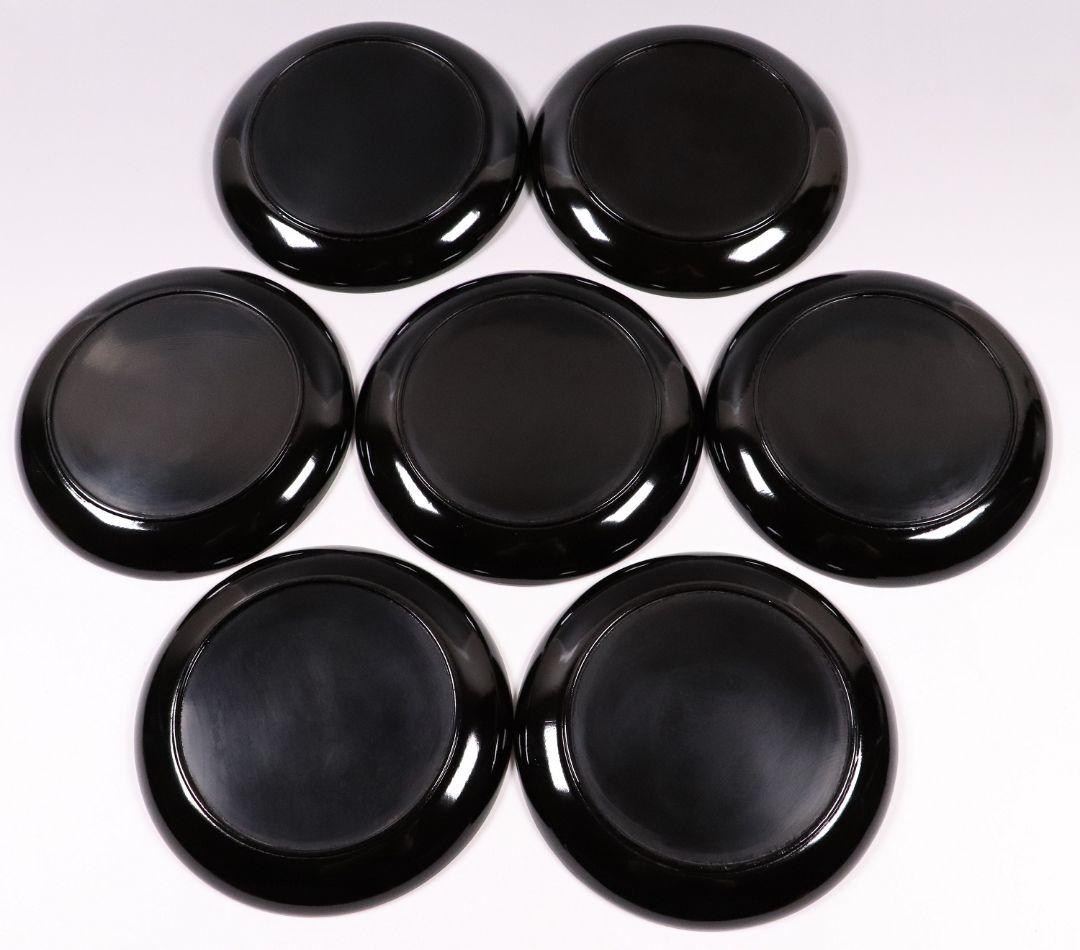 木製漆器 時代 竹図 闇蒔絵 黒塗銘々盆 十九客 15.8cm 木皿 MA17