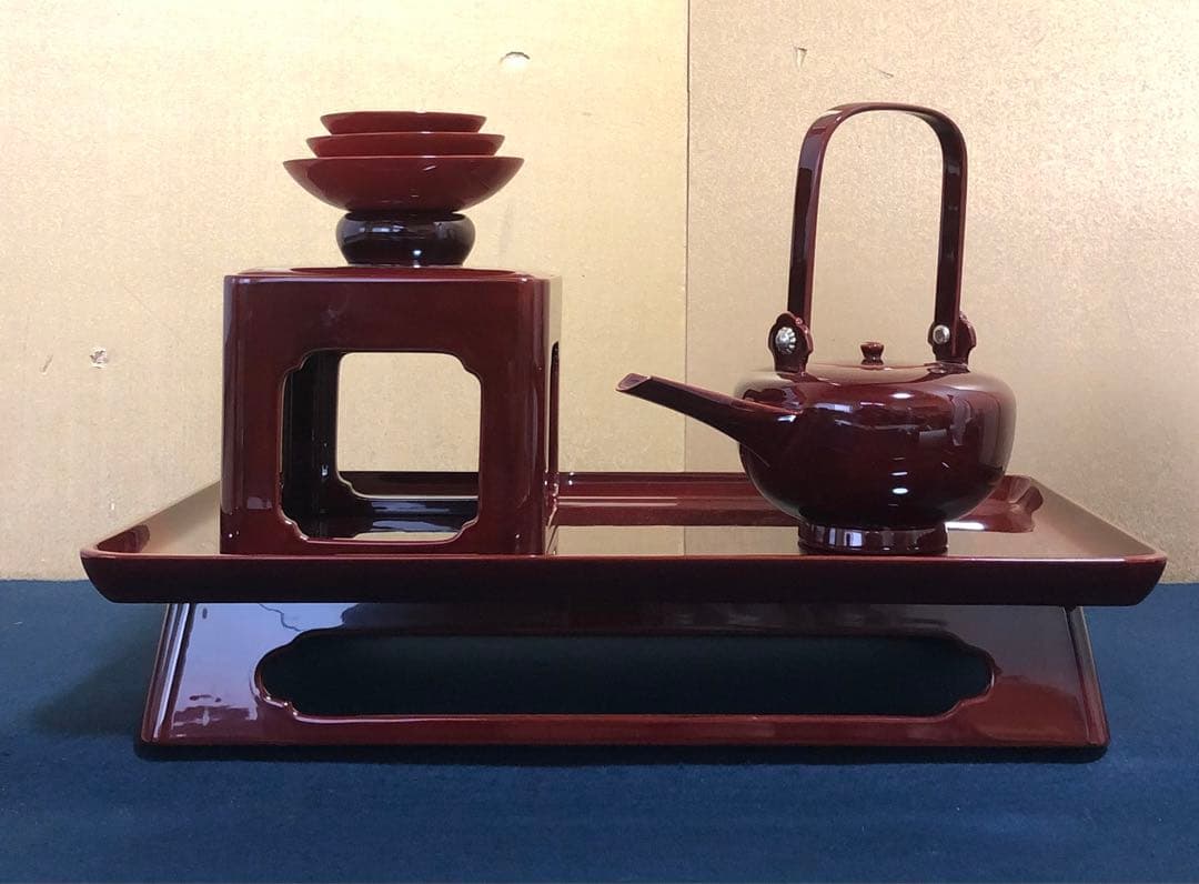 《R》溜塗 屠蘇器 木製漆器 合わせ箱　260120き5