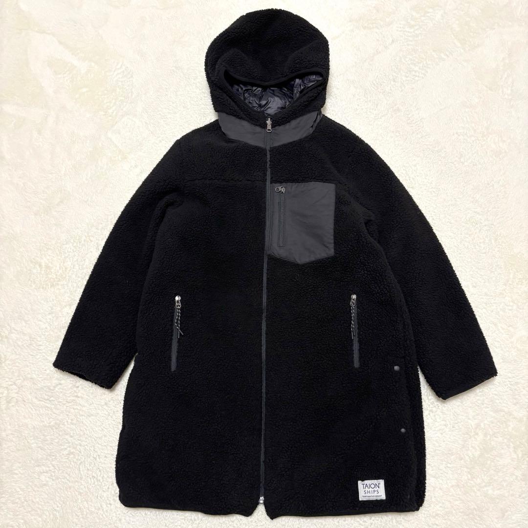 【SHIPS別注】 TAION ボア×ダウン リバーシブルコート 38 ブラック TAION（タイオン）の「【SHIPS別注】TAION:ボア×ダウンリバーシブル