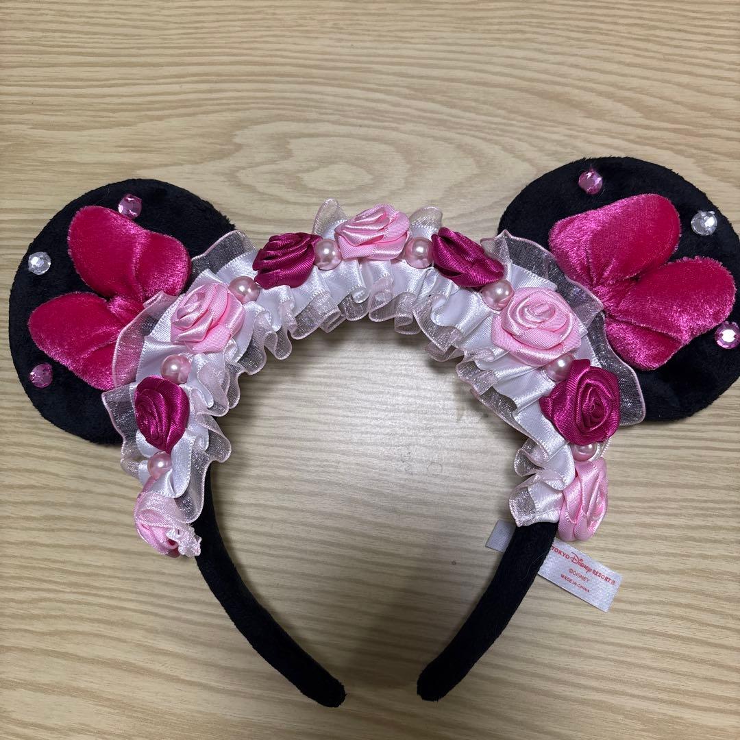 ミニー カチューシャ フリル 薔薇 ディズニーカチューシャ ピンク