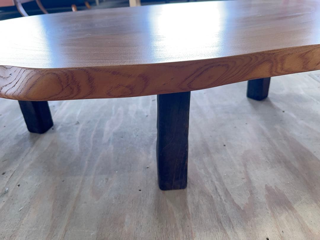 一枚板 座卓 天然木 テーブル ローテーブル 脚付き -304-