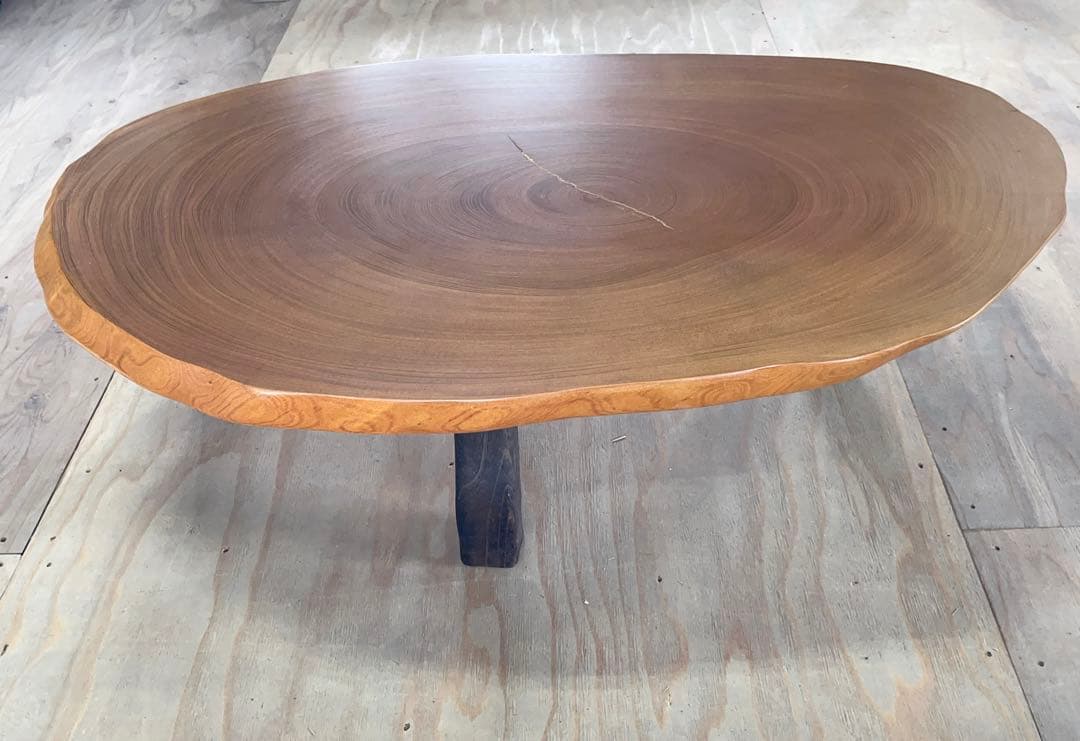 一枚板 座卓 天然木 テーブル ローテーブル 脚付き -304-