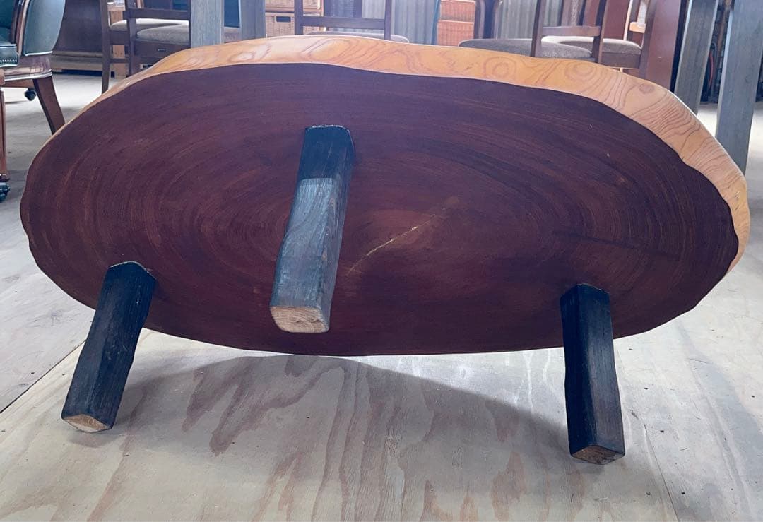 一枚板 座卓 天然木 テーブル ローテーブル 脚付き -304-