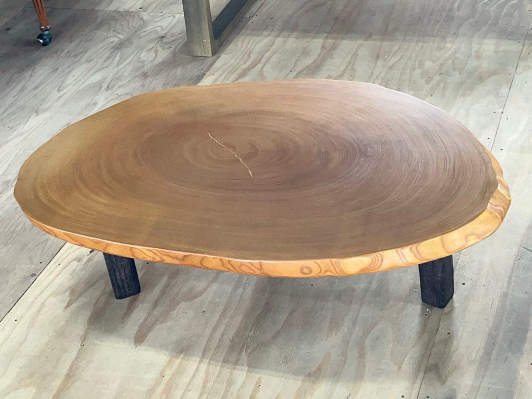 一枚板 座卓 天然木 テーブル ローテーブル 脚付き -304-