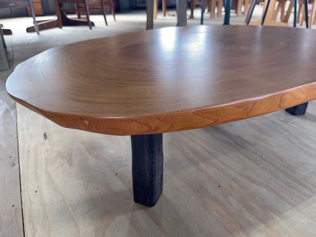 一枚板 座卓 天然木 テーブル ローテーブル 脚付き -304-