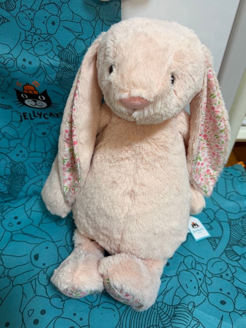  ピンクのうさぎぬいぐるみ 約36cm L