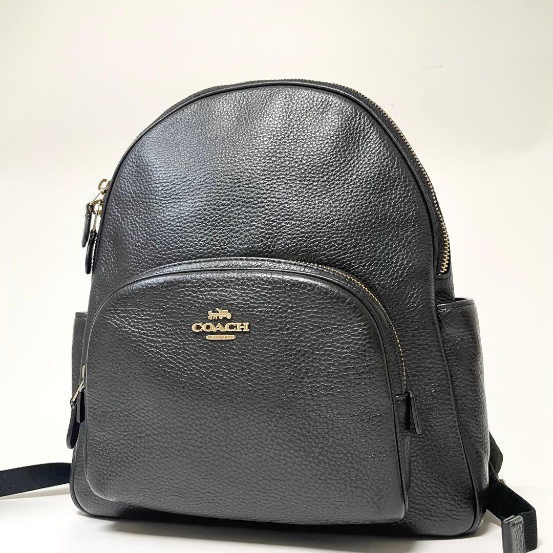 極美品✨️COACH リュック 2層式 A4 PC ペプルドレザー 黒 y2k