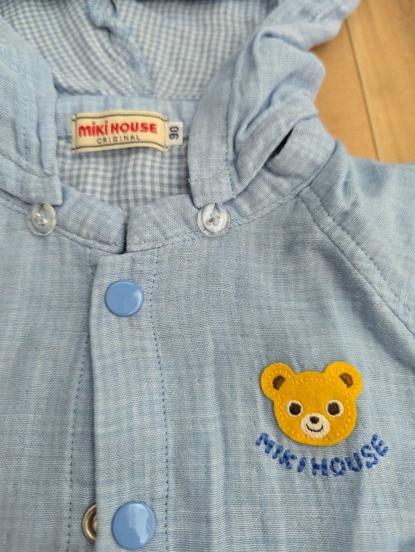 ミキハウス 水色 クマ刺繍 アウター 90 - メルカリ