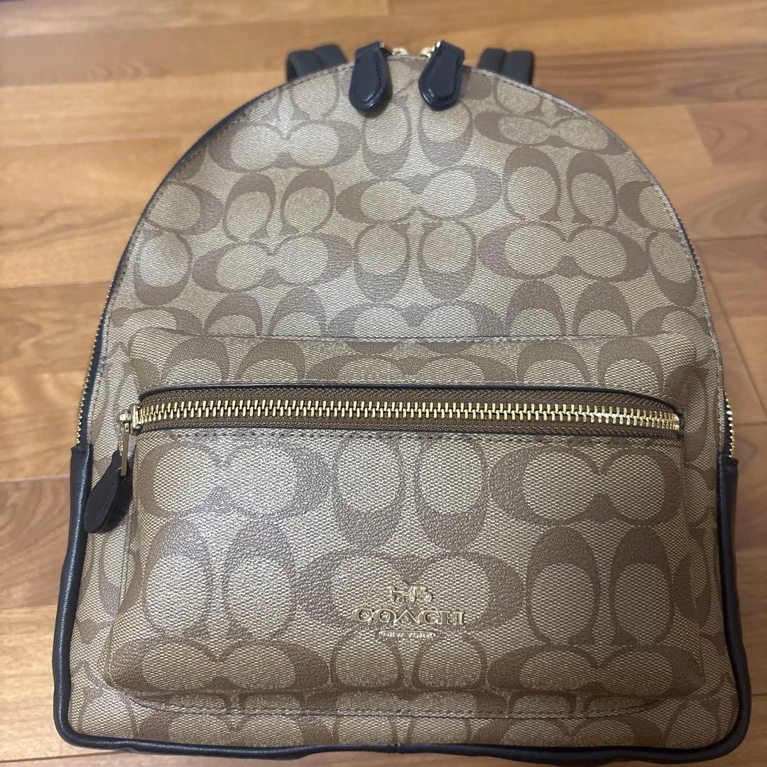 COACH レザー バックパック ベージュ/ブラック