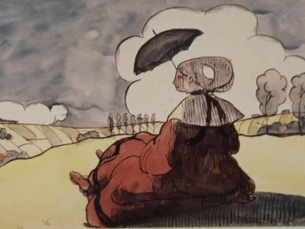 エミール・ベルナール、『傘をさすブルターニュの婦人』 エミール・ベルナール「草地のブルターニュの女性たち」、1888年 : r