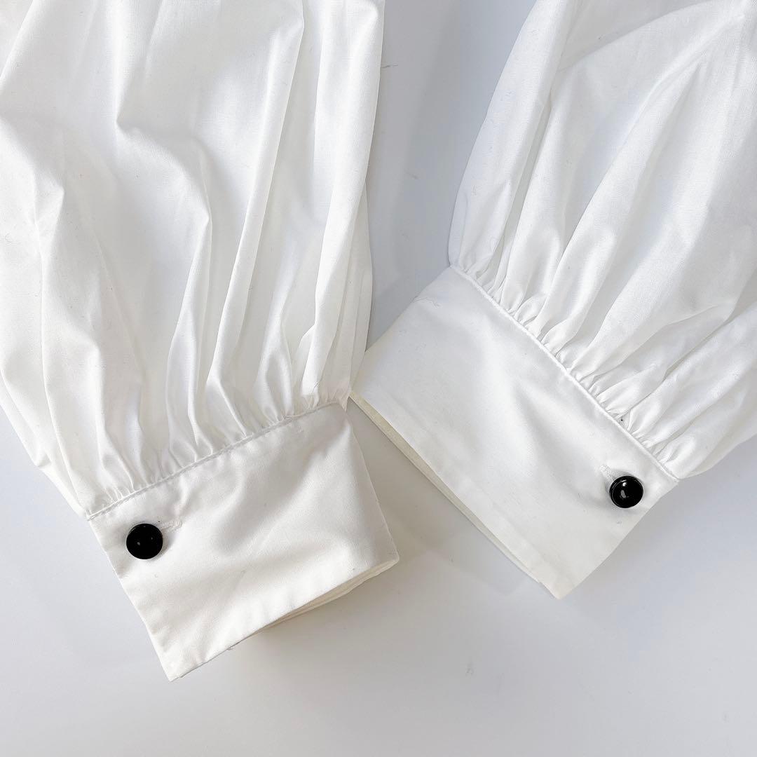 美品⁑CADUNE カデュネ ボウ付きシャツチュニック ホワイトブラック