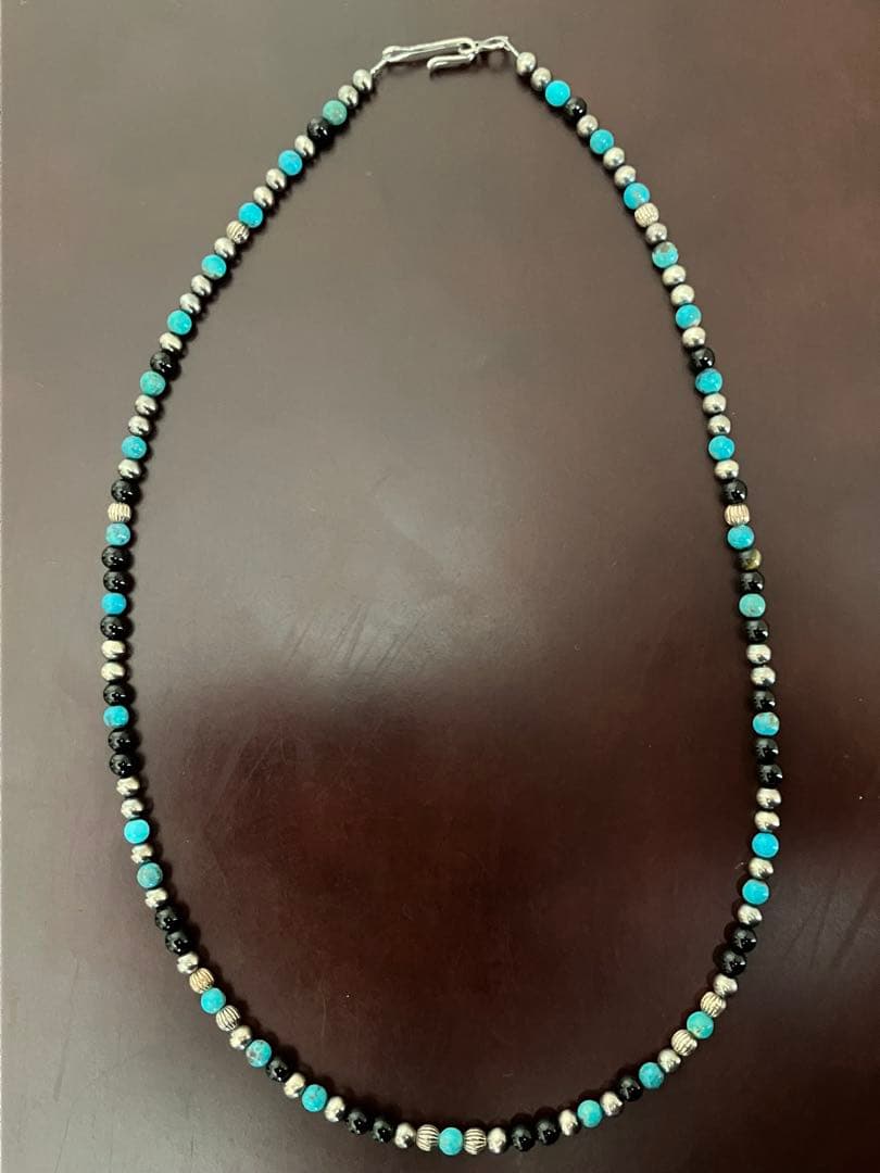オニキス　ターコイズ　ナバホパール　ネックレス