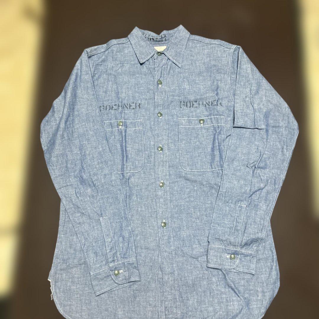 Warehouseシャンブレーシャツ 前面ポケット付き